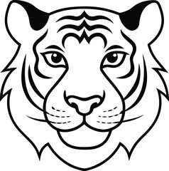 Tiger Head Line Art Vector 