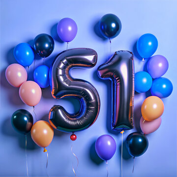 51st Birthday Celebration. Balloons and Festive Decor