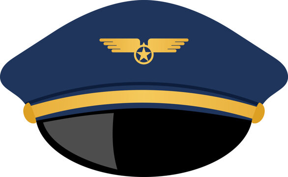 pilot hat with badge illustration