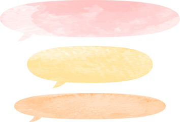 Horizontal watercolor speech bubble vector illustration set warm colors simple pink yellow copy space frame frame