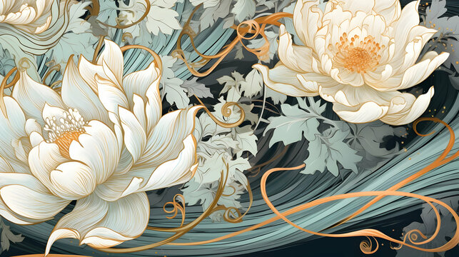 Thai seamless pattern featuring traditional floral designs thai culture graphic art elegant environment artistic viewpoint