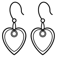 Obraz premium Floral Heart-Shaped Earrings Line Art