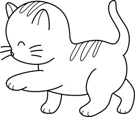 Cute cat cartoon animal outline,line art clipart png illustration