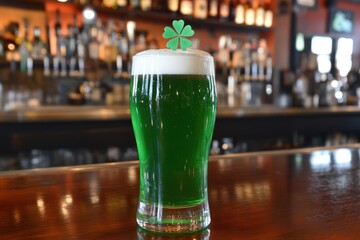 A Pint of Green Beer at the Irish Pub Celebration for St Patricks Day.
