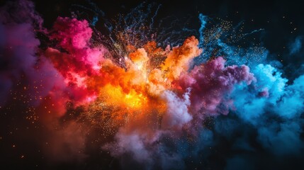 Obraz premium Colorful Smoke Explosion Creating Artistic Abstract Background