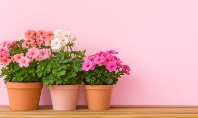 geraniums flowers different varieties in pots, Generative AI