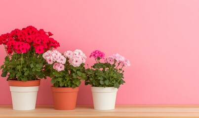Obraz premium geraniums flowers different varieties in pots, Generative AI