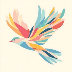 Obraz premium Colorful bird in flight, abstract design, background, art, greeting card use