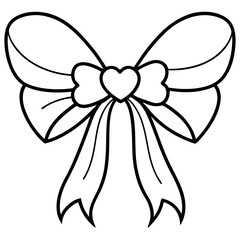 Graceful Bow and Hearts Outline Style