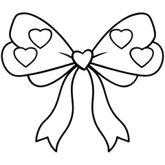 Graceful Bow and Hearts Outline Style