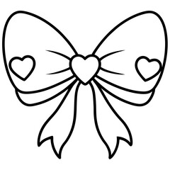 Graceful Bow and Hearts Outline Style