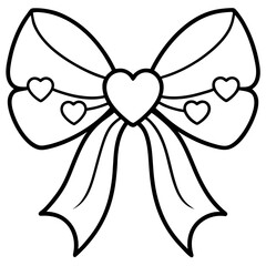 Fototapeta premium Graceful Bow and Hearts Outline Style