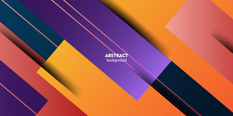 Abstract bright purple and orange colorful gradient background with simple patterned rectangles in 3D format. Dynamic and luxurious design on blue background. Vector eps10