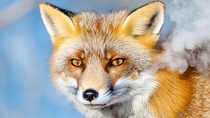 Fototapeta premium Close-Up of a Majestic Red Fox with Beautiful Fur and Intense Eyes