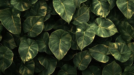Lush green variegated leaves background