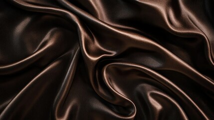 Fototapeta premium A dark brown silky background with soft drapery folds, shiny and glittering, ideal for Valentine, Christmas, or premium branding