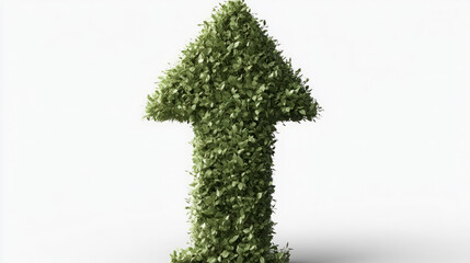Obraz premium vibrant 3d foliage arrow graphic showcasing nature-inspired organic plant-based design with green leafy growth arrow vector symbolizing eco-friendly sustainable upward movement in greenery