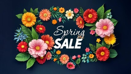 Vibrant Floral Spring Sale Banner with Colorful Flowers