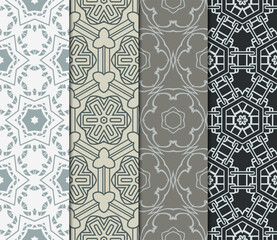 set of 4 beautiful geometric seamless pattern of different geometric shapes. vector illustration.