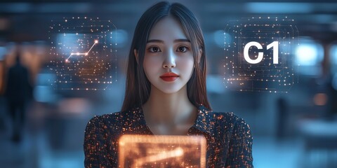 Person Using Digital Device in Modern 5G Network Environment