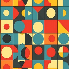 Geometric abstract pattern background, vibrant colors, visual design,  digital art