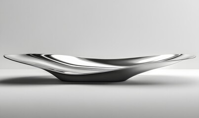 Modern steel serving bowl, studio shot, white background, elegant design