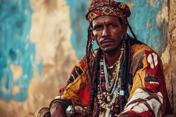 Obraz premium Traditional African Attire and Cultural Heritage Captured in Vibrant Portrait Photography