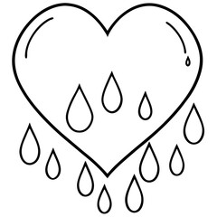 Graceful heart outline crafted with falling raindrops