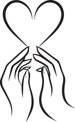 Hands Forming Heart - Minimalist Line Art