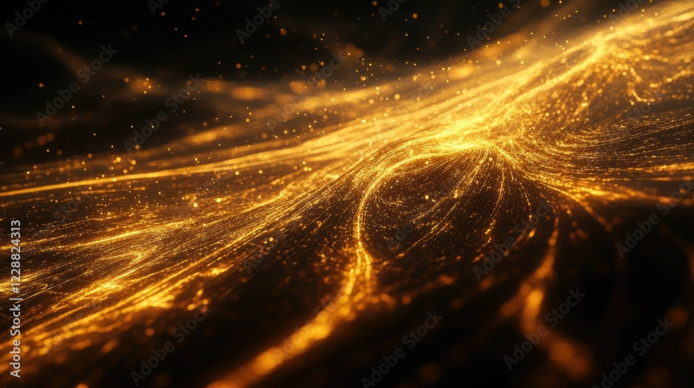 Poster Dynamic and glowing data streams flowing through a network grid, symbolizing the power of blockchain and cyber technologies