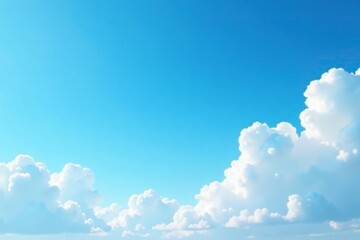 Cielo azul claro con nubes blancas suaves y redondas, clear sky, rounded shapes, soft textures