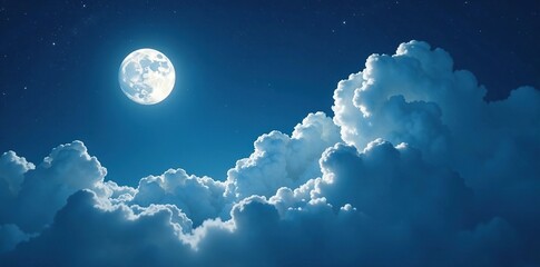 wispy white cloud drifts across moonlit night, shadow, night sky, magical
