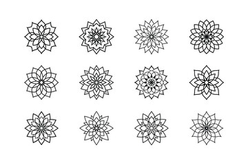 Minimal islamic mandala art set.  patterns. Collection of geometrical mandalas. Boho ornament.