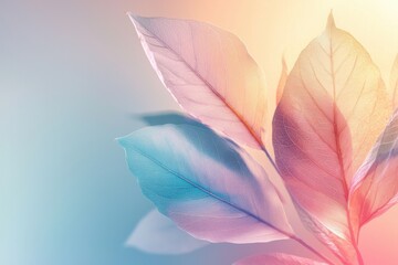 Fototapeta premium Subtle minimalist background with soft leaf shapes in pastel colors