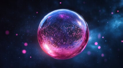 Fototapeta premium Pink nebula sphere cosmic space, background; science fiction
