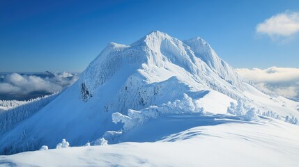 Naklejka premium The iconic Mount Petros in the Carpathians, captured in the heart of winter with pristine snow and tranquil surroundings