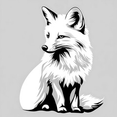 Obraz premium Silhouetted white fox, artistic graphic design, for print or digital media