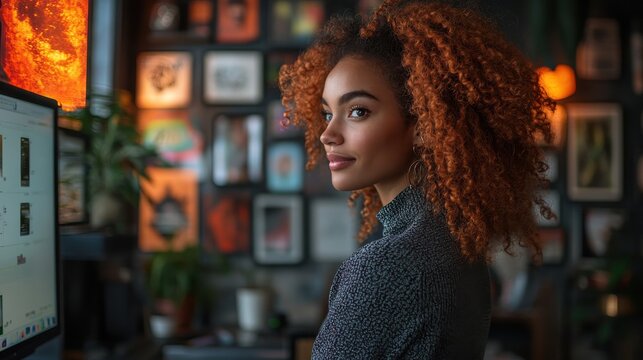 A woman setting up her workspace for a virtual teaching session