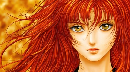 Obraz premium Redhead girl portrait, autumn background, fantasy art, website illustration
