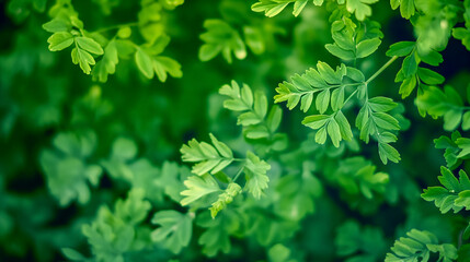 Vibrant Green Leaves in a Natural Pattern
