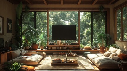 Jungle view living room relaxation