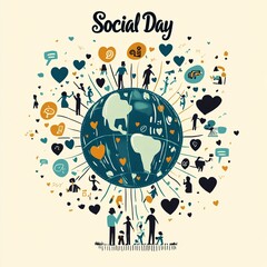 Obraz premium a graphic featuring a large globe at the center