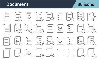 Document Line Editable Icons set. Includes Clipboard, checklist, report