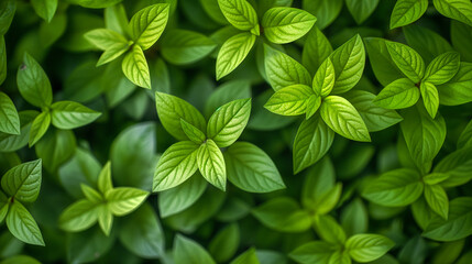 Vibrant Green Leaves in a Natural Pattern
