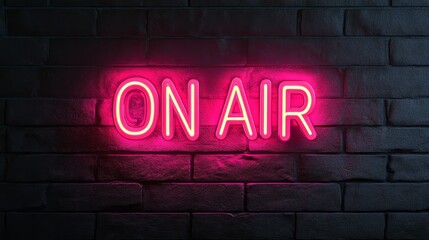 Obraz premium Bright Neon Sign Illuminating Wall with 'On Air' in Pink Glow
