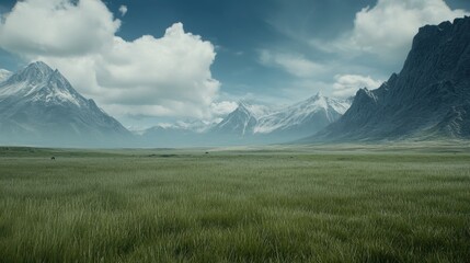 Fototapeta premium A natural grass field with contrasting green tones and visible textures, perfect for environment themes.