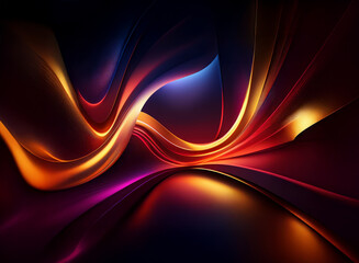 Obraz premium Abstract artwork featuring vibrant, swirling, luminous forms in rich hues of red, orange, and blue. The dynamic composition creates a sense of movement and energy.