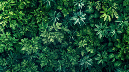 Vibrant Green Leaves in a Natural Pattern

