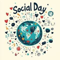 Obraz premium a graphic featuring a large globe at the center