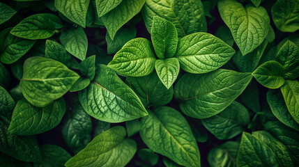 Vibrant Green Leaves in a Natural Pattern
